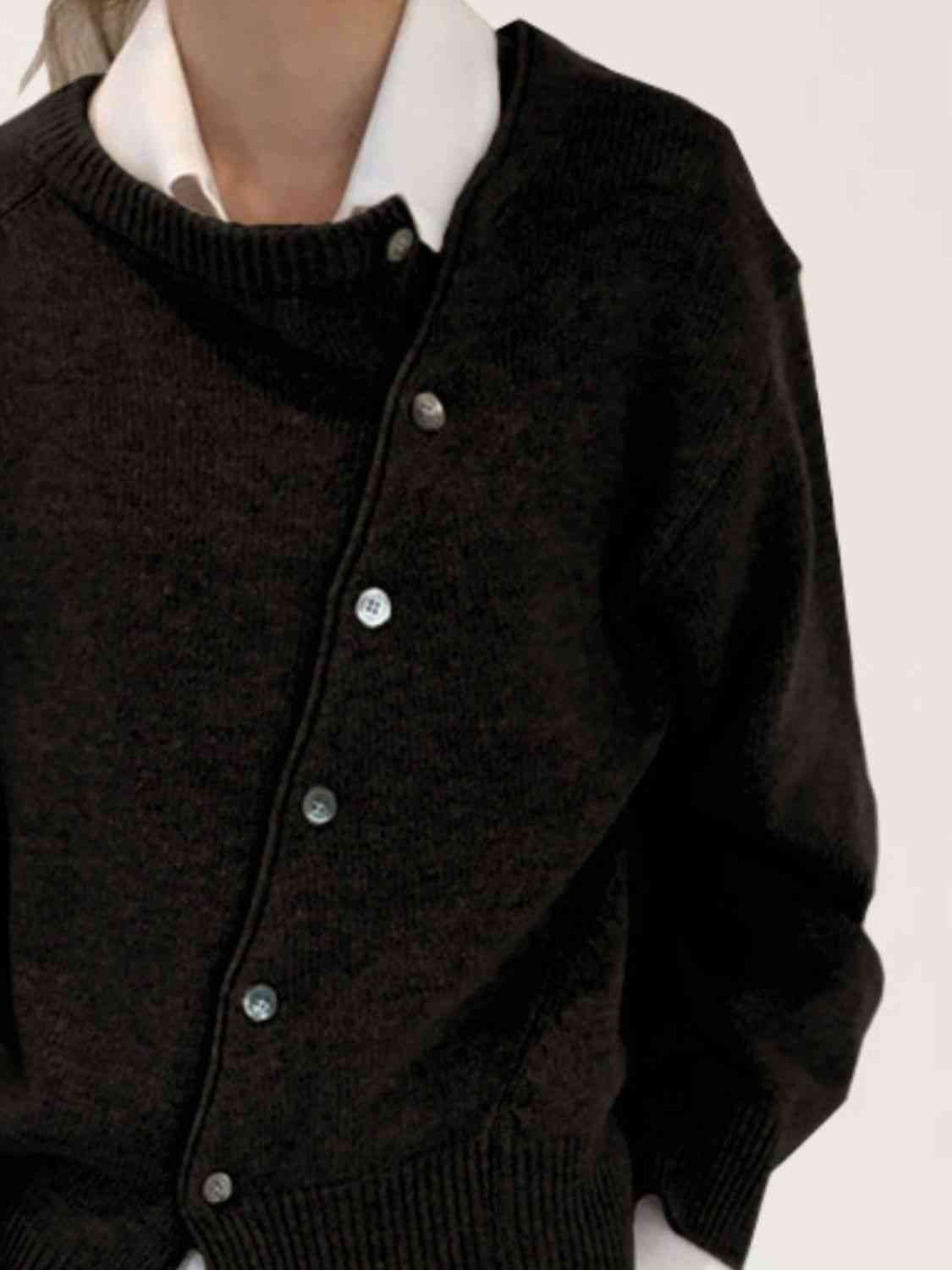 Dropped Shoulder Buttoned Cardigan - Do Shop It™