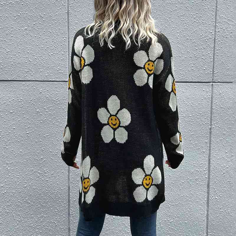 Floral Button Down Longline Cardigan - Do Shop It™