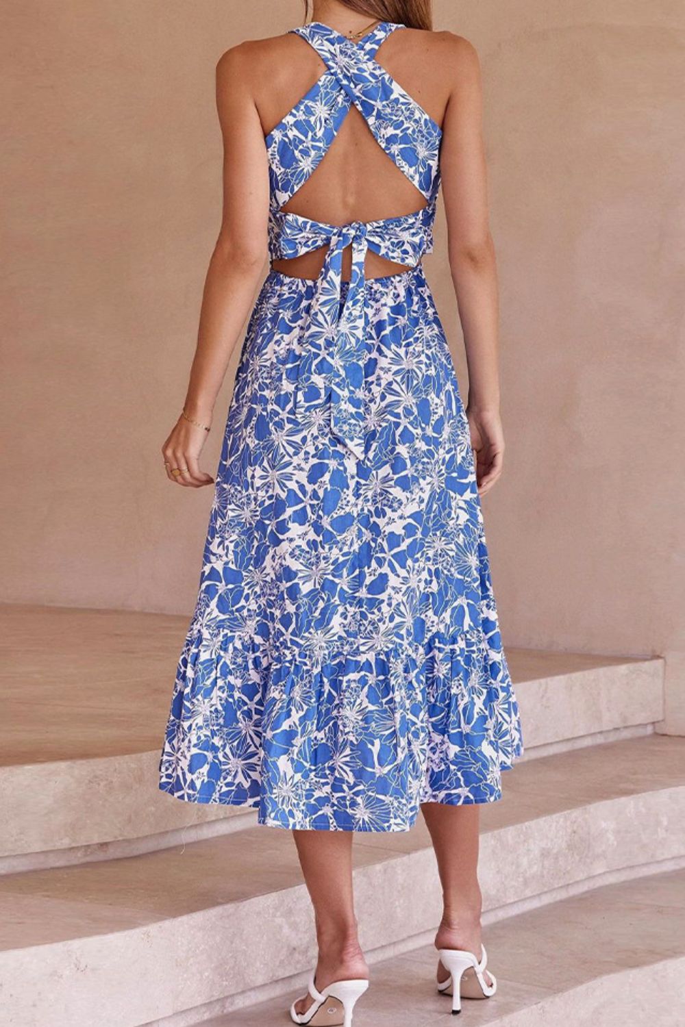 Floral Crisscross Tie Back Midi Dress - Do Shop It™