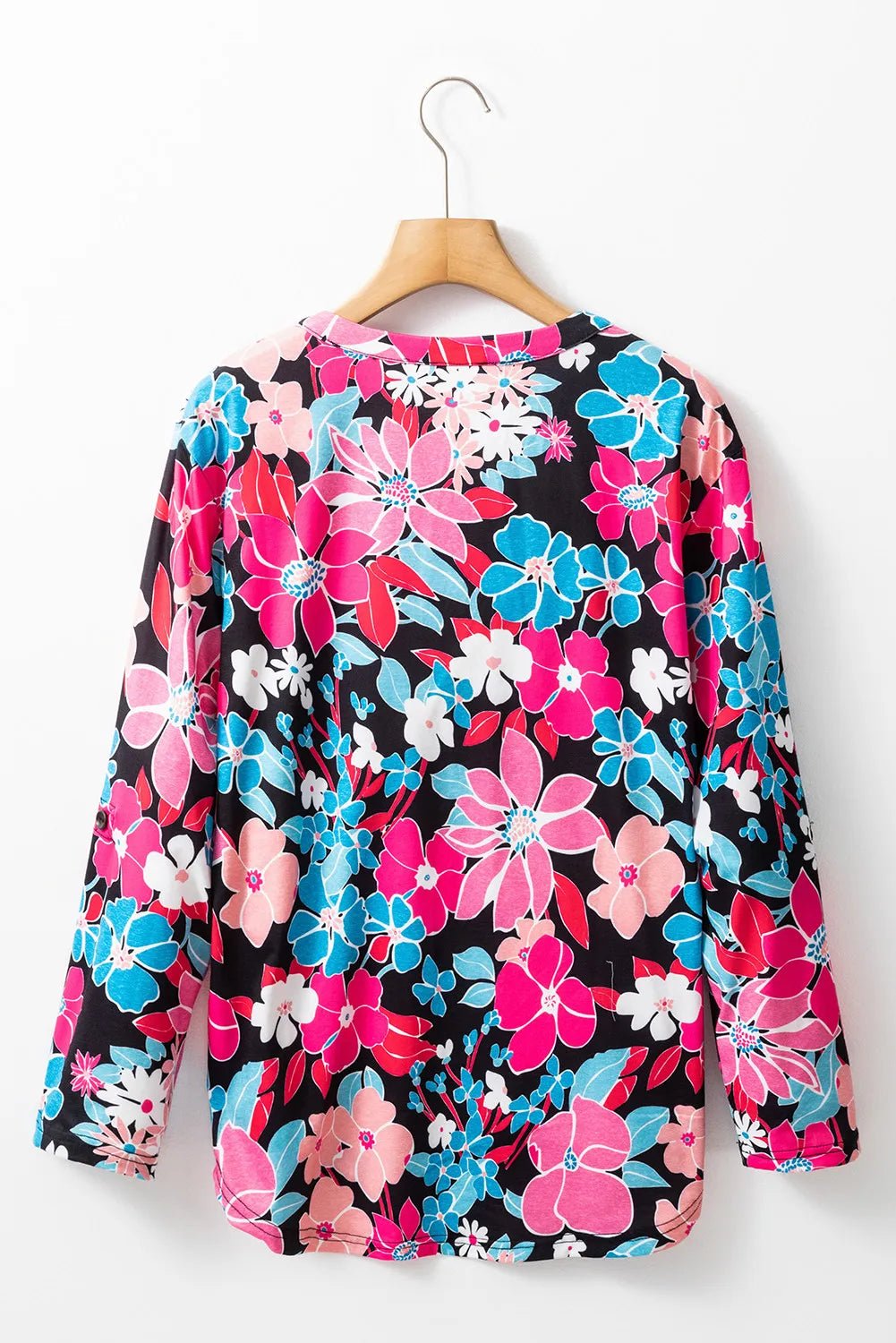 Floral Notched Long Sleeve Blouse - Do Shop It™