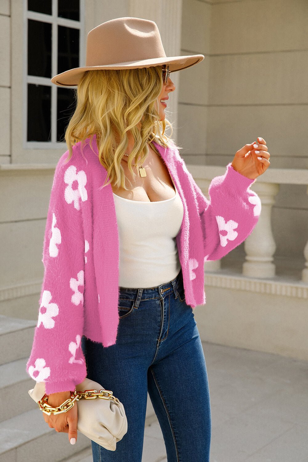 Floral Open Front Fuzzy Cardigan - Do Shop It™