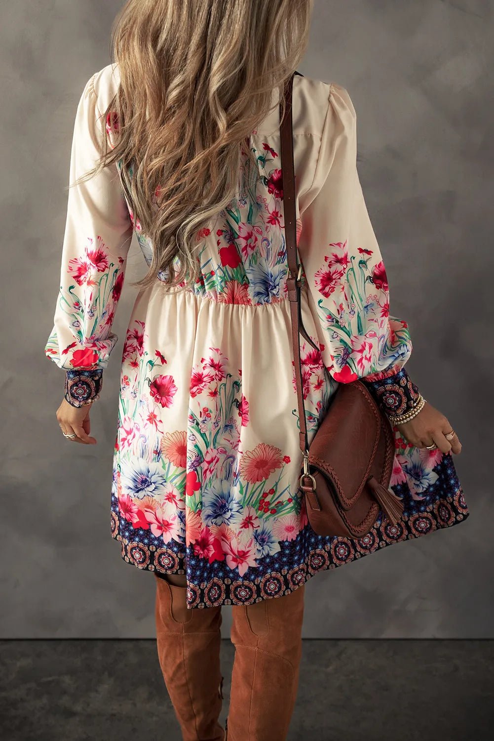 Flower Button Down Lantern Sleeve Dress - Do Shop It™