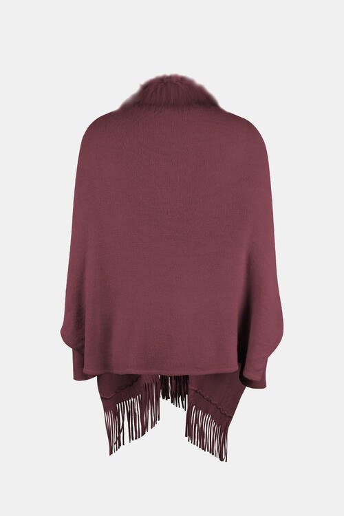 Fringe Open Front Long Sleeve Poncho - Do Shop It™