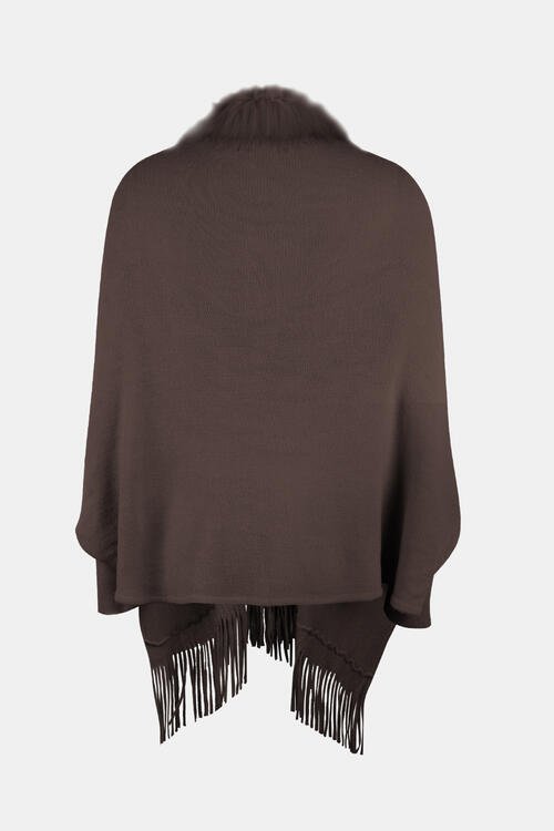 Fringe Open Front Long Sleeve Poncho - Do Shop It™