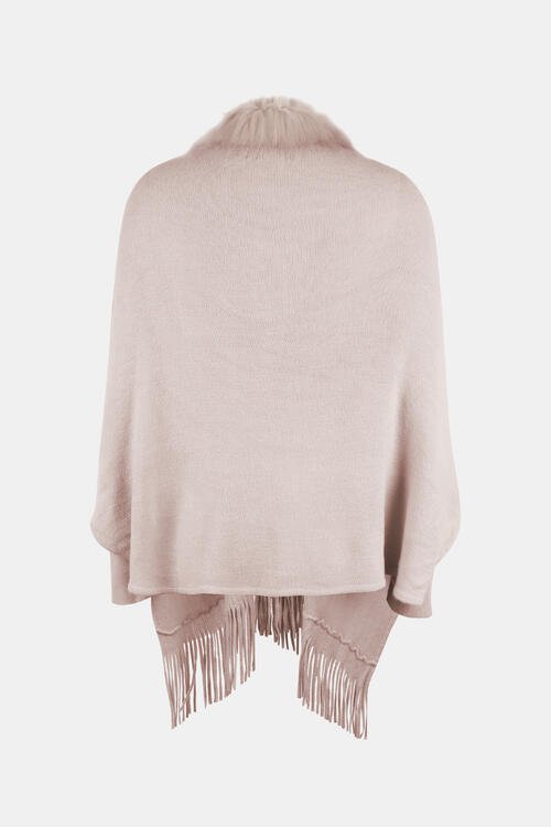 Fringe Open Front Long Sleeve Poncho - Do Shop It™