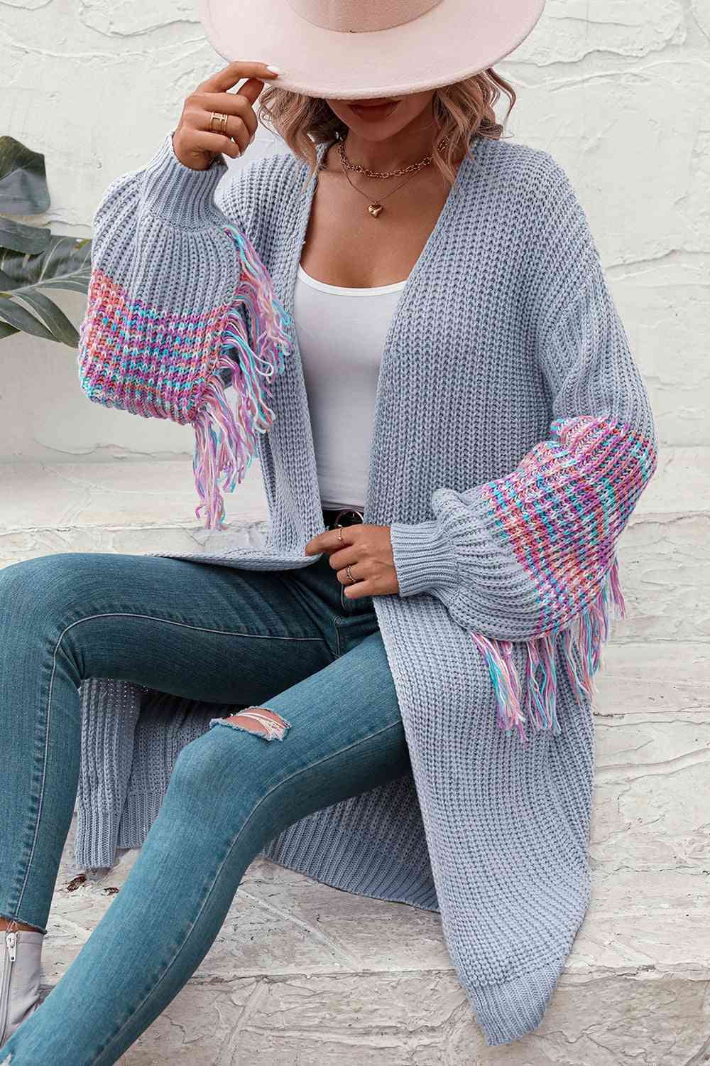 Fringe Sleeve Dropped Shoulder Cardigan - Do Shop It™