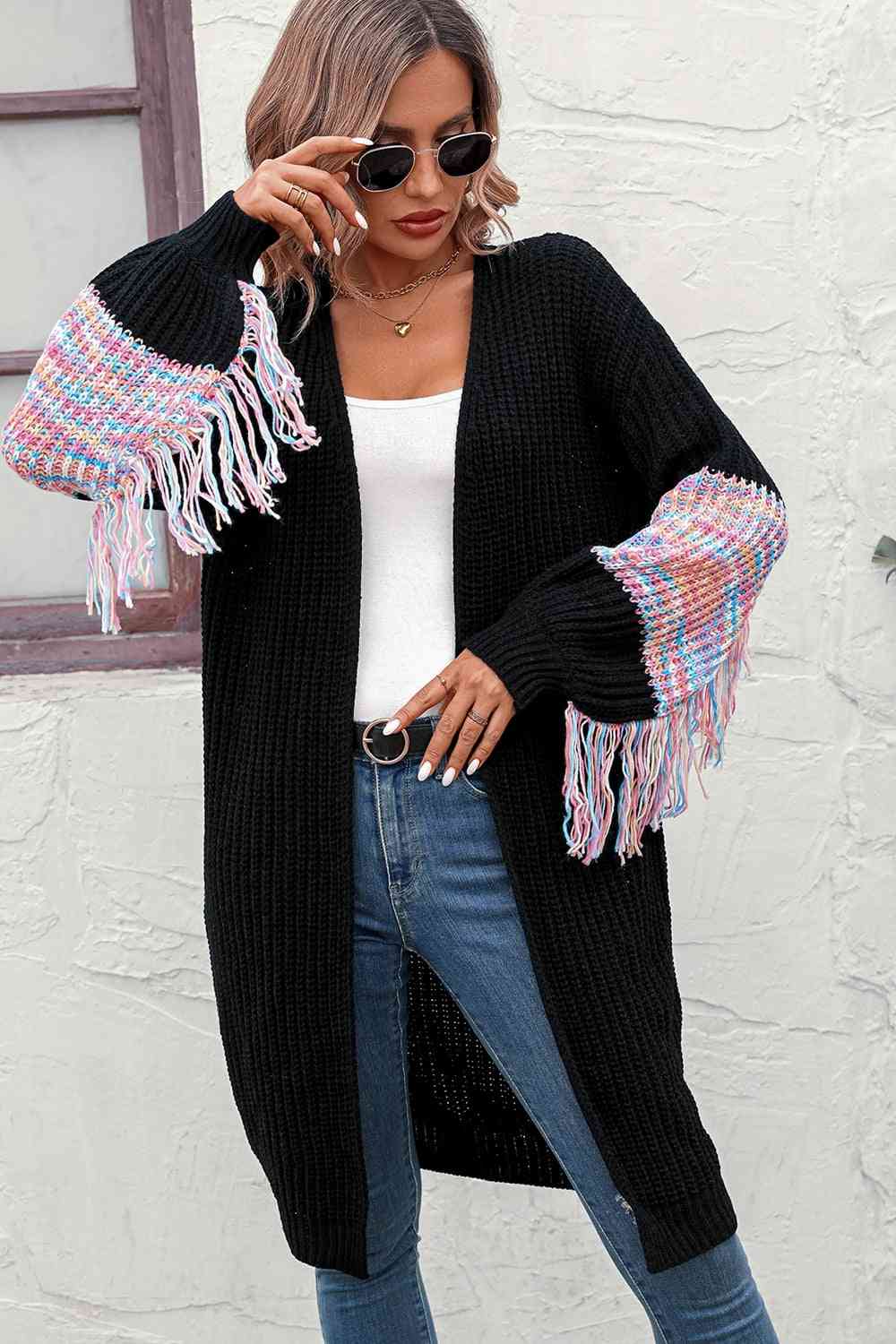 Fringe Sleeve Dropped Shoulder Cardigan - Do Shop It™