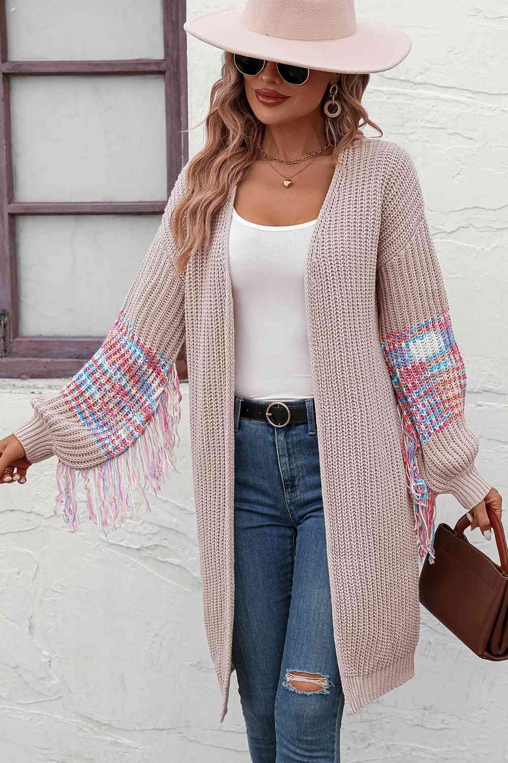 Fringe Sleeve Dropped Shoulder Cardigan - Do Shop It™