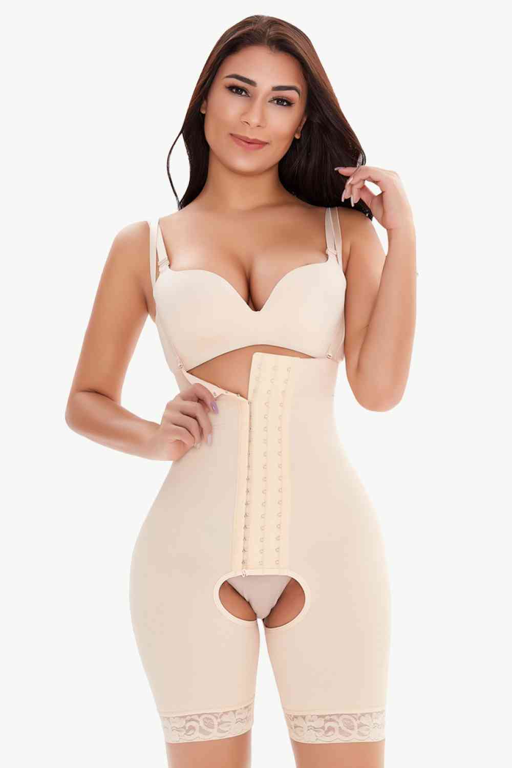 Full Size Hook - and - Eye Lace Trim Shaping Bodysuit - Do Shop It™